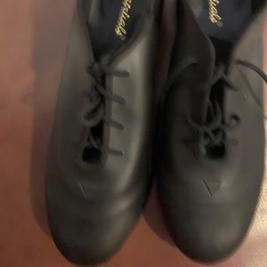 Theatricals Tap Shoes Black Lace Up Size 9 .5 M T9500 Jazz Tap W/molded Taps